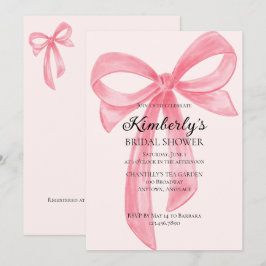 Coquette Bow Rosa Bröllopsdusch Inbjudningar