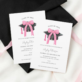 Coquette Bow Rosa Examenstårtfest Inbjudningar