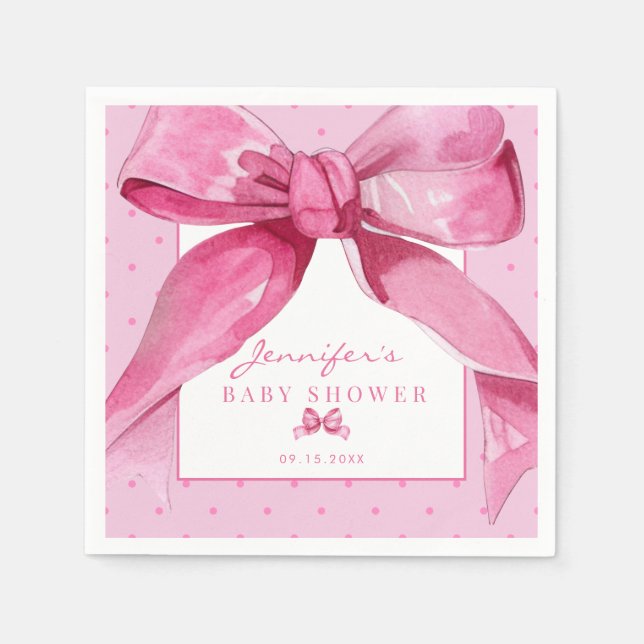 Coquette Bow | Rosa Flicka Shower Pappersservett (Framsidan)