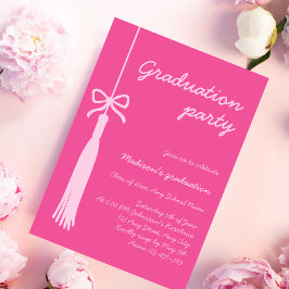 Coquette Bow Rosa Grad Tassel 2025 Studenten Inbjudningar