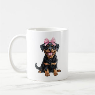 Coquette Bow Rottweiler Hund Mamma Flicka Rosa Kaffemugg