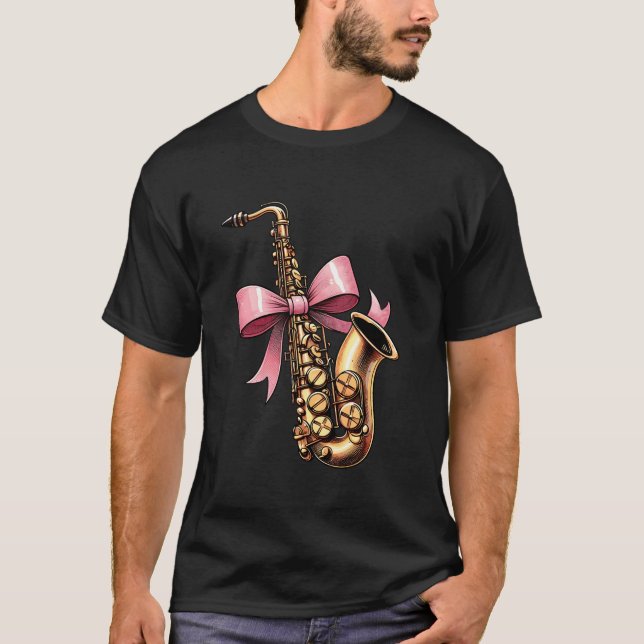 Coquette Bow Saxophone Mamma sax T Shirt (Framsida)