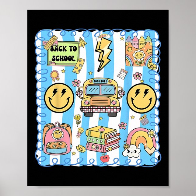 Coquette Bow School Buss Funny Back to school Teac Poster (Framsidan)