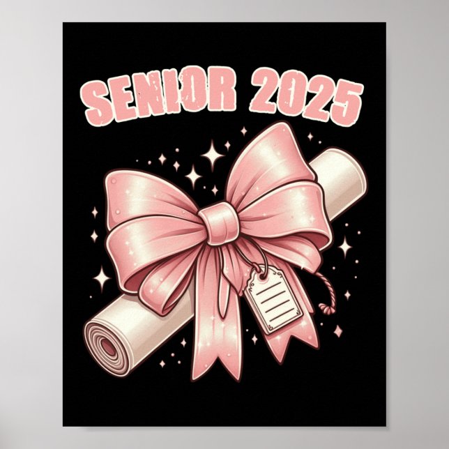 Coquette Bow Senior 2025 Studenten Långärmad Poster (Framsidan)