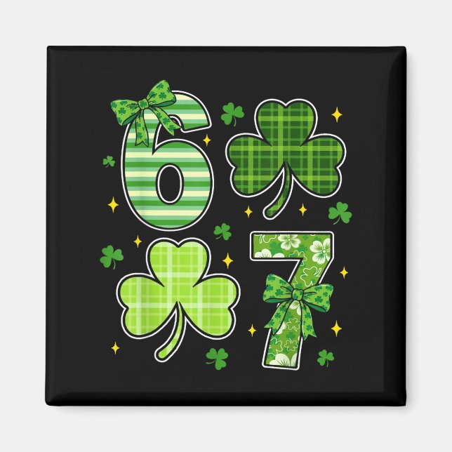 Coquette bow shamrock 67 st patricks dag 6 7 meme magnet (Framsidan)