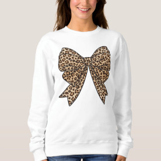 Coquette Bow Shirt Leopard Skriv ut Blow Sweatshir T Shirt