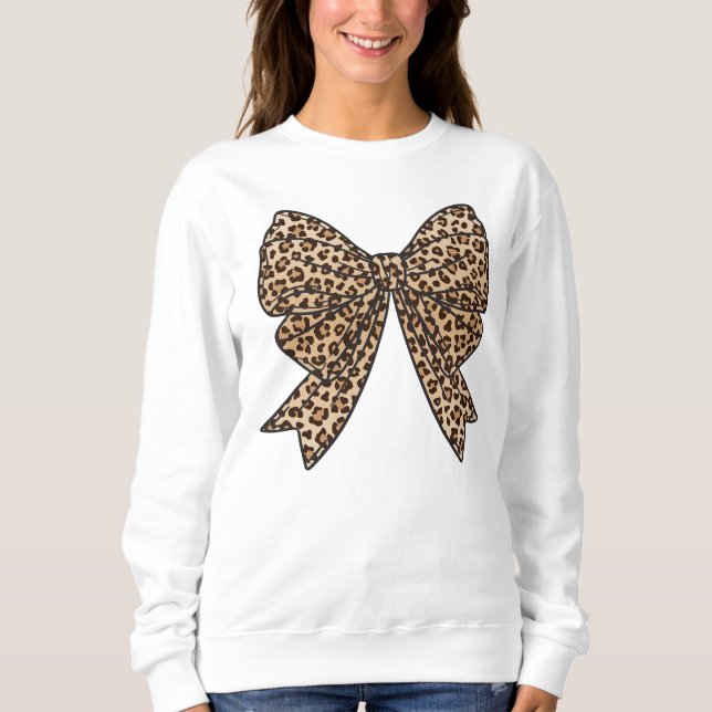 Coquette Bow Shirt Leopard Skriv ut Blow Sweatshir T Shirt (Framsida)