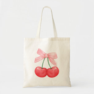 Coquette Bow Simple Rosa Cute Girl Cherries Tygkasse