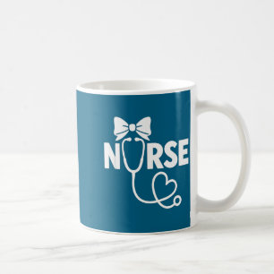 Coquette Bow Sjuksköterska Stetoskop Hjärt Design Kaffemugg
