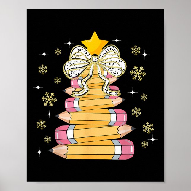 Coquette Bow Snowflake jul-pennorna Julafton Träd Poster (Framsidan)