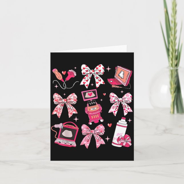 Coquette Bow Sonograf Valentine Ultraljudstekniker Kort (Framsida)
