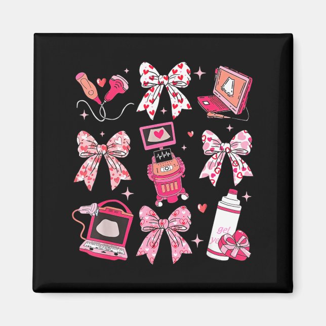Coquette Bow Sonograf Valentine Ultraljudstekniker Magnet (Framsidan)
