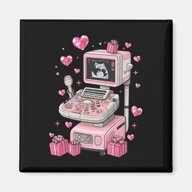 Coquette Bow Sonograf Valentine Ultraljudstekniker Magnet (Framsidan)