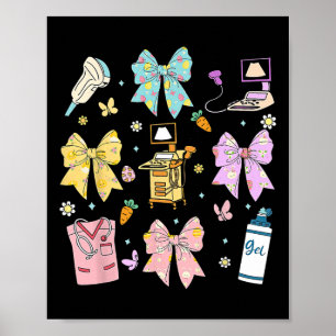 Coquette Bow Sonographer Påsk Ultrasound Tech Poster