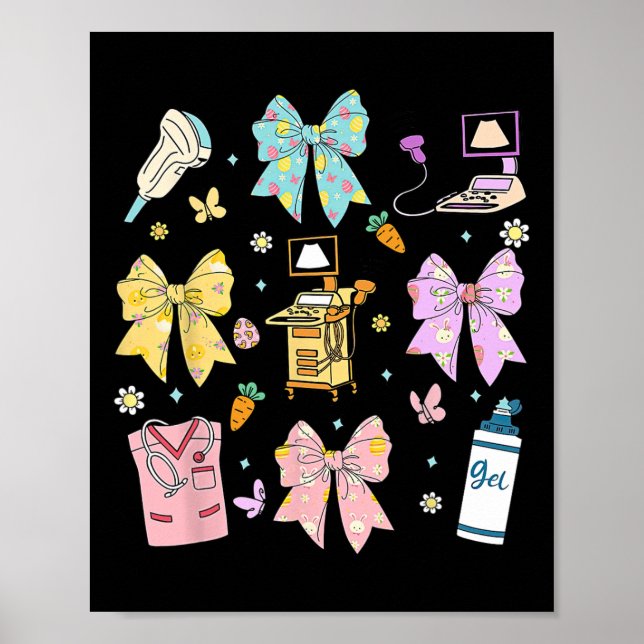 Coquette Bow Sonographer Påsk Ultrasound Tech Poster (Framsidan)