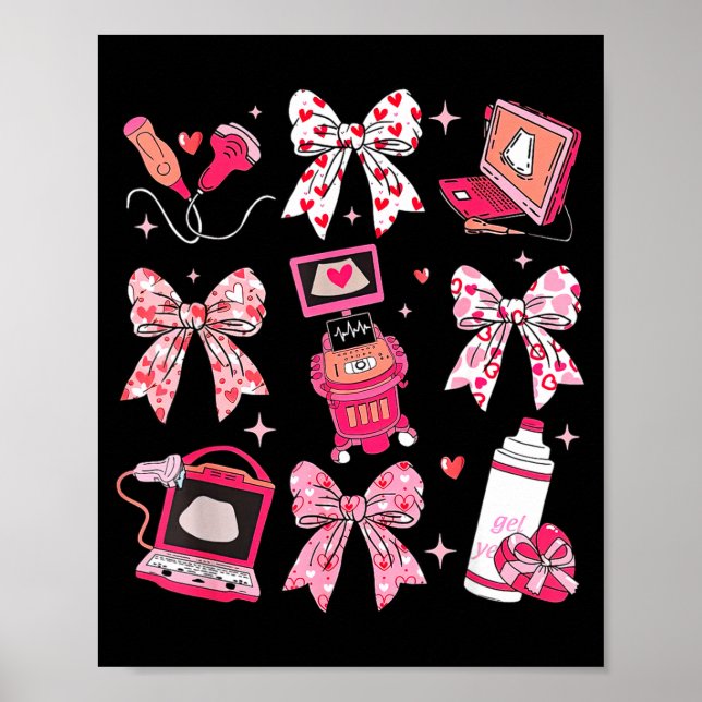 Coquette Bow Sonographer Valentine Ultrasound Tech Poster (Framsidan)