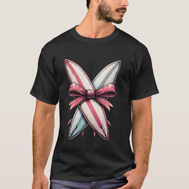Coquette Bow Surfing Mors Dag Surfboarder Surfe T Shirt (Framsida)