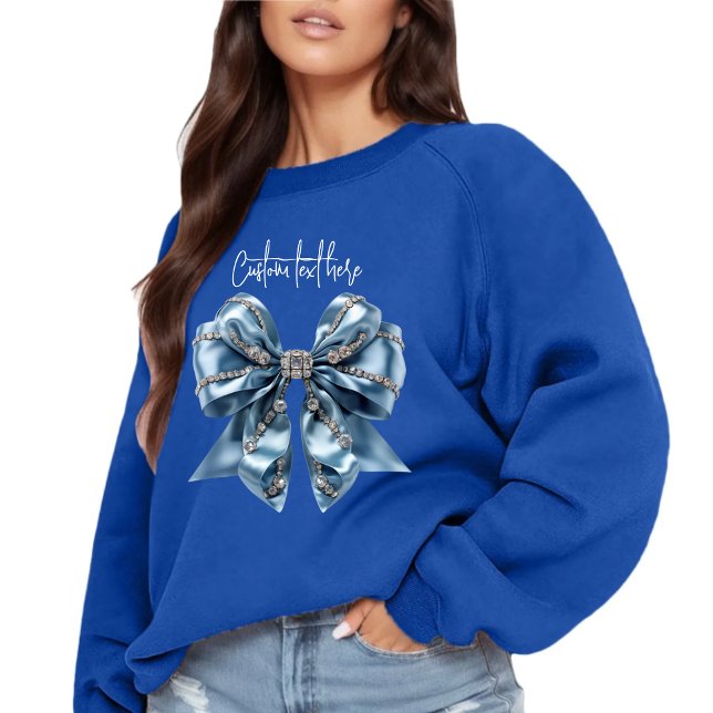 Coquette Bow Sweatshirt Comfort Färg Blue Ribbon T Shirt (Skapare uppladdad)