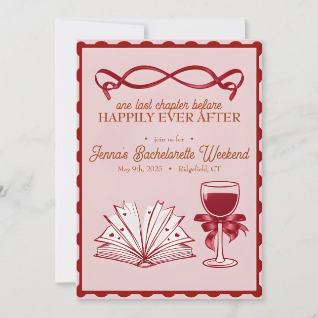 Coquette Bow Systerfest Invitation | 5x7 anpassad Inbjudningar (Framsida)