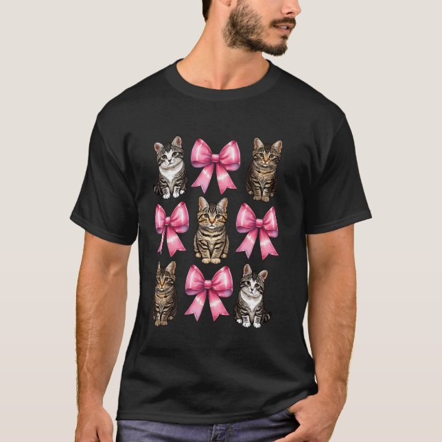 Coquette Bow Tabby Kattmamma Band Mors Dag Flicka T Shirt (Framsida)