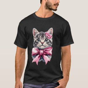 Coquette Bow Tabby Kattmamma Grå Katt Päls Rosa Ba T Shirt