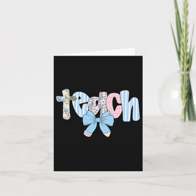 Coquette Bow Teach Teacher Lycklig första dagen ti Kort (Framsida)