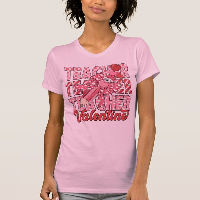 Coquette Bow Teacher Valentine T Shirt (Framsida)
