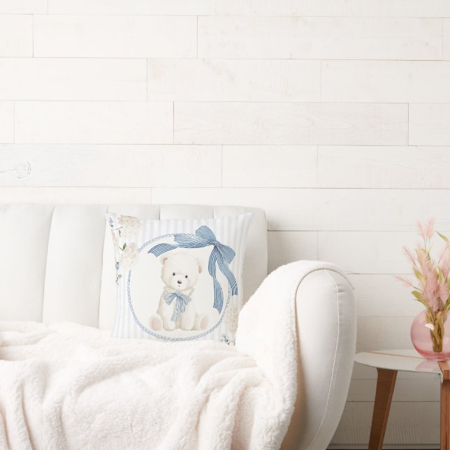Coquette Bow Teddy Bear Baby Pojke Nurserie Kudde (Soffa)