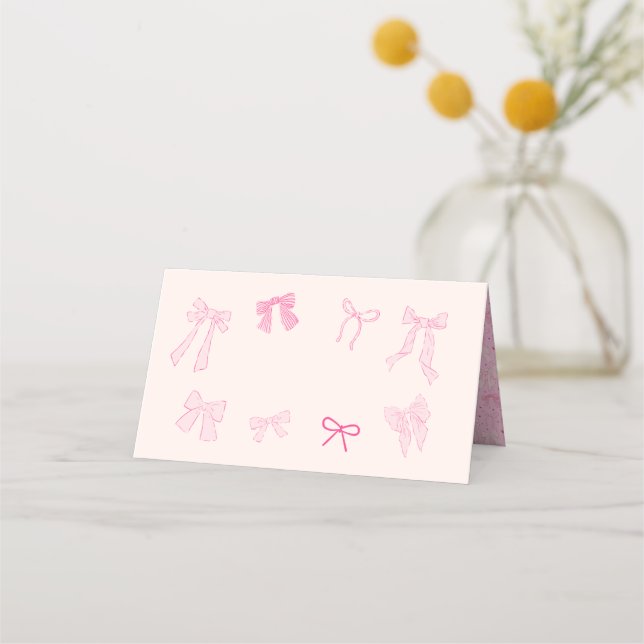 Coquette Bow Temaparty Food Label Placeringskort (Framsida)