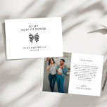 Coquette Bow To My Maid of Honor Wedding Day Photo Tack Kort<br><div class="desc">Express your gratitude in style with this Coquette Bow To My Maid of Honor Wedding Day Photo Thank You Card. Featuring an elegant bow detail, delicate script, and space for a cherished wedding photo, this timeless design is the perfect keepsake to thank your maid of honor for being by your...</div>