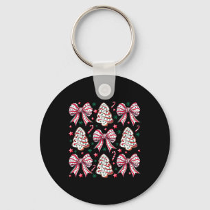 Coquette Bow Träd Cake Candy cane God jul Nyckelring