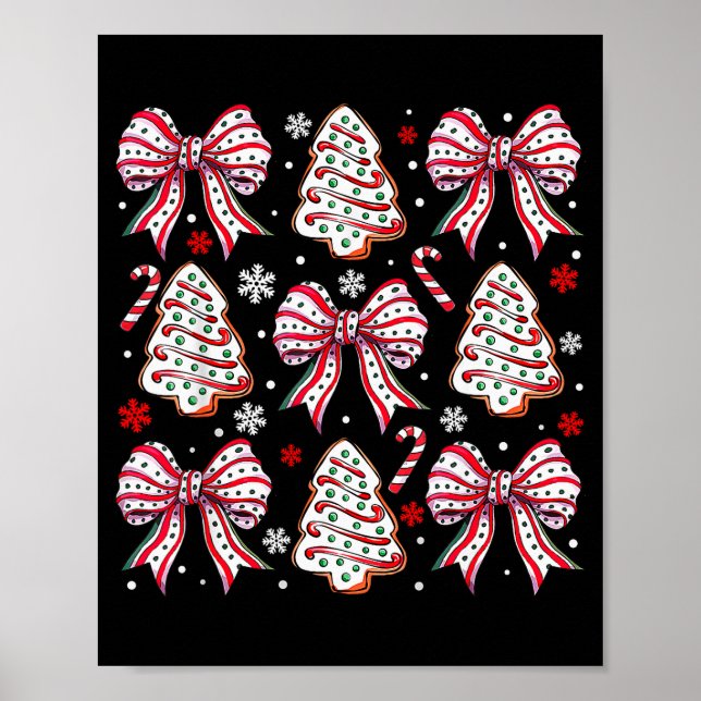 Coquette Bow Tree Cake Candy Cane Merry Christmas  Poster (Framsidan)