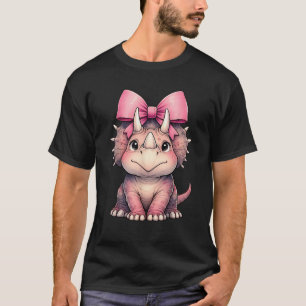 Coquette Bow Triceratops Dinosaur Rosa Ribbon Mamm T Shirt
