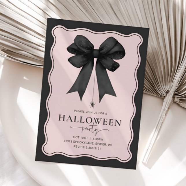 Coquette Bow Vuxen Halloween fest Inbjudningar (Coquette Bow Halloween Party Invitation)