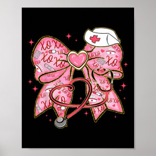 Coquette Bow Xoxo Sjuksköterska Alla hjärtans dag Poster