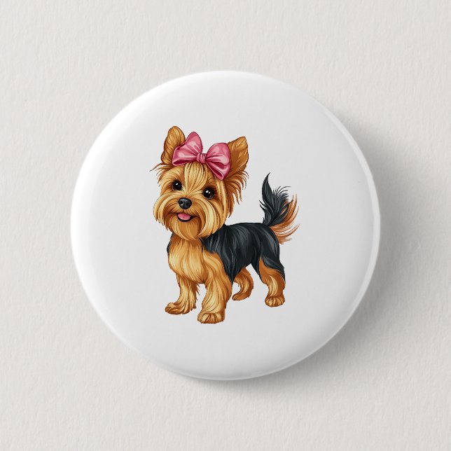 Coquette Bow Yorkshire Terrier Hund Yorkie Mamma G Knapp (Framsida)