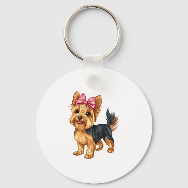 Coquette Bow Yorkshire Terrier Hund Yorkie Mamma G Nyckelring (Framsida)