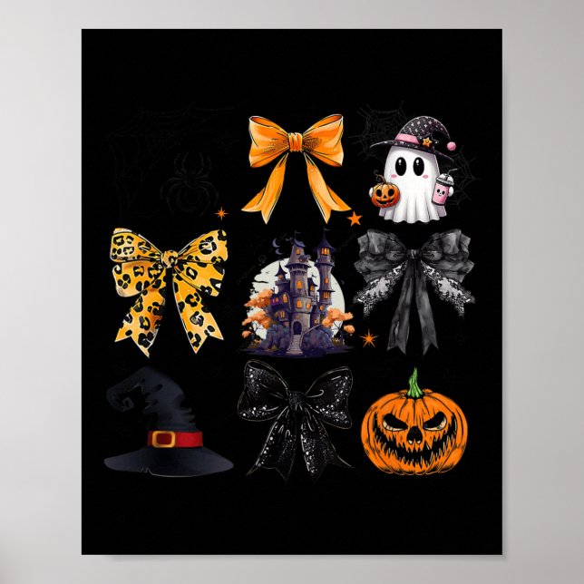 Coquette Bows Ghost Pumpkin Witch Spooky Season Ha Poster (Framsidan)