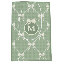 Coquette Bows Gingham Monogram Cream Sage Green