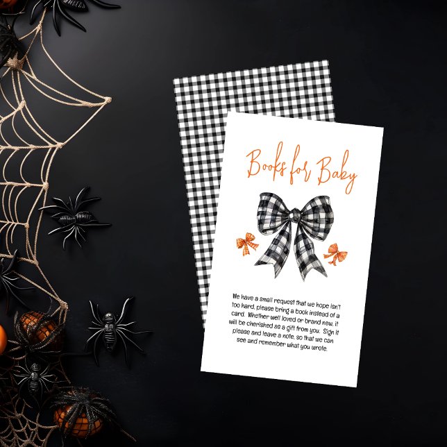 Coquette Bows Halloween Baby Shower Bokar för Baby Tilläggskort (Halloween Coquette Black | Orange Bows Girl Baby Shower Books for Baby Enclosure Insert Card)