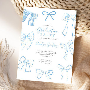 Coquette Bows Light Blue-Studentfest Inbjudningar