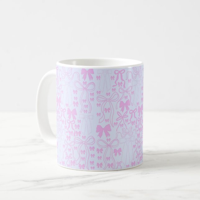 Coquette Bows Mönster Girly Bow Mugg (Framsida vänster)