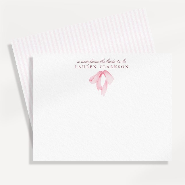 Coquette Brud Notkort med Rosa Band Inbjudningar (Skapare uppladdad)