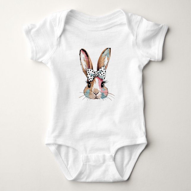 Coquette Bunny Bow Påsk Bodysuits & Ettdelare T Shirt (Framsida)