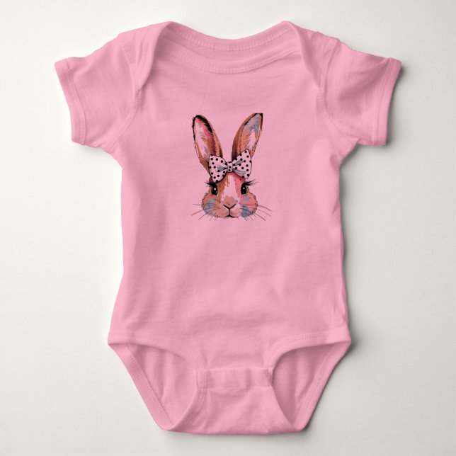 Coquette Bunny Bow Påsk Bodysuits & One-Pieces T Shirt (Framsida)