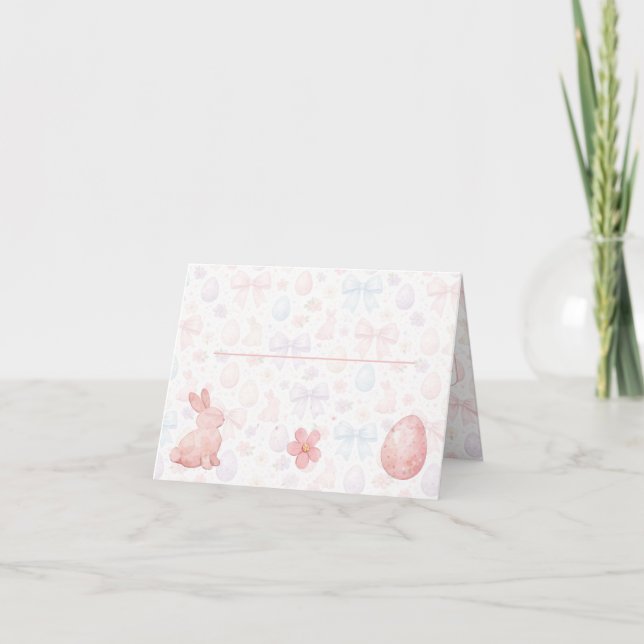 Coquette Bunny & Bows Påsk Bord Placeringskort Tack Kort (Framsida)