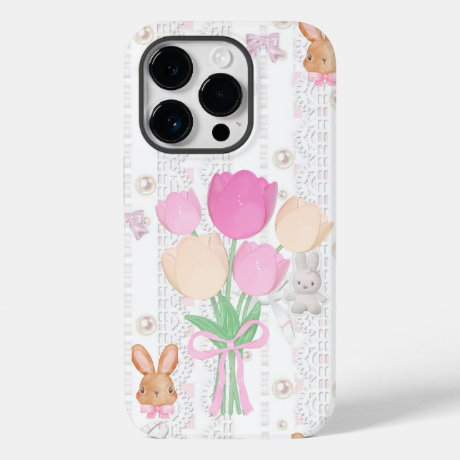 Coquette Bunny Phone Case – White & Floral (Baksida)