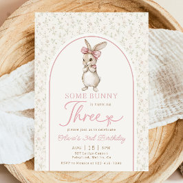 Coquette Bunny Rabbit Girl 3rd Birthday Invitation Inbjudningar