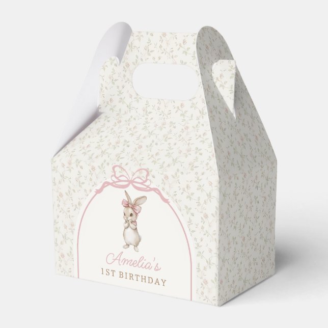 Coquette Bunny Rabbit Girl Birthday Favor Box Presentaskar (Framsidan Sidan)