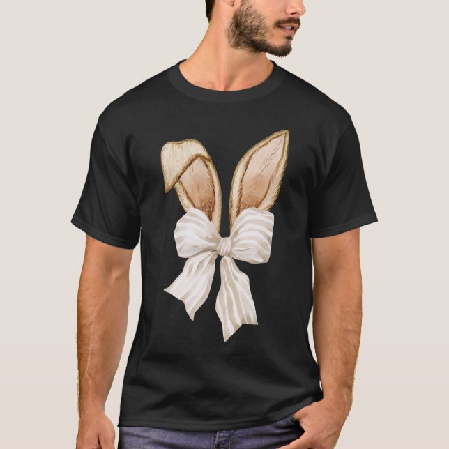 Coquette Bunny Tee, Bow and Ears Design T Shirt (Framsida)